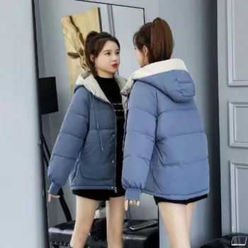 Drabužiai, paltai žiemos sutirštės šiltas gobtuvu striukė korėjos versija 15-20 metų amžiaus, didelių Vaikų studentas mados mergaitė drabužiai