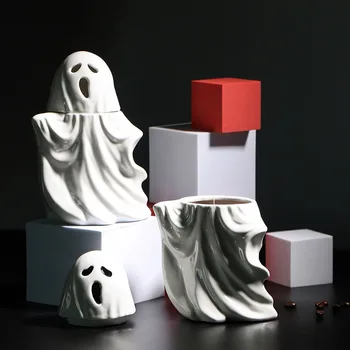 Porceliano monstras vyras klaidingą trimatis formos keramikinis puodelis baltas vaiduoklis taurė cartoon puodelis Helovinas dovana