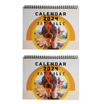 2VNT 2024 Kalendorių Rinkinio Sau. 2024 m. - Dec. 2024 M., 2024 Kalendorius Katės Buttholes Kalendorius 9.8X7.7Inch