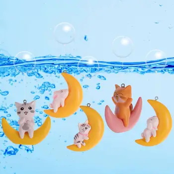 Kompaktiškas Akvariumo Dekoras, be Taršos Žuvų Bako Apdailos Katė Mėnulis Plaukti Figūrėlės Miniatiūros