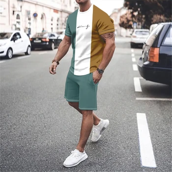 Vyriški marškinėliai ir Šortai 3D Atspausdintas Derliaus Sunstone Laikrodis Streetwear Aukštos Kokybės Dviejų dalių Vasaros Nustatyti