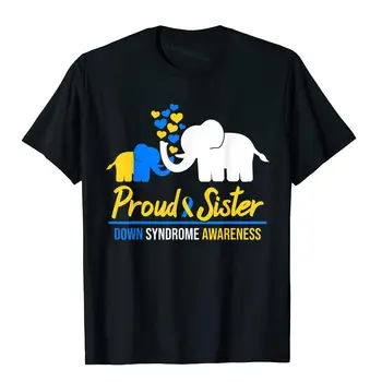 Didžiuojamės, Sesuo Pasaulyje Dauno Sindromas Sąmoningumo Dieną Dramblys T21 T-Shirt Pigūs Preppy Stiliaus T Medvilnės Marškinėliai Topai Marškinėliai Vyrams Vasaros