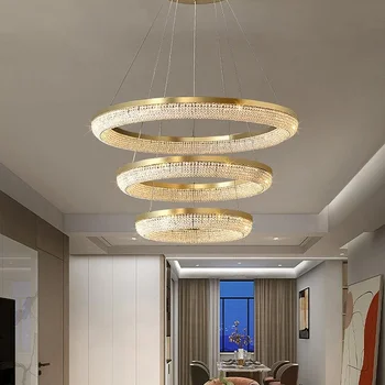 Nordic light luxury gold crystal lubų apvalaus šviestuvo modernus miegamojo kambarį, apšvietimo, stiliaus patalpų apšvietimo šviestuvo