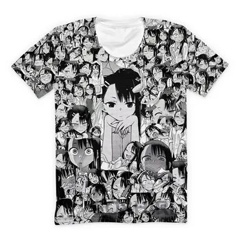 SOSHIRL Kawaii Nagatoro Veido Marškinėliai Hipster Juokinga Cosplay Black, Gothic T-shirt Vasaros Hip-Hop Streetwear Harajuku Anime Viršūnės