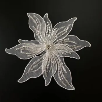 3D Gėlių Blizgančiais Pleistras Ju Siūlų Krištolo Karoliukai Siuvinėti Zawalcowany Aplikacijos Megztinis, Sijonas Vestuvių Suknelė, Šydas, Pleistras