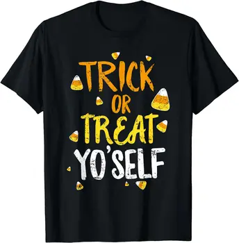 Apgauti ar Gydyti Yo ' self Helovinas T-Shirt Juokinga Saldainiai Kukurūzų Vyrų Drabužiai Grafinis T Marškinėliai Vyrams Moterims Atsitiktinis Medvilnės Kasdien Tees