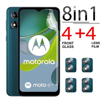 8in1 Už Motorola Moto E13 Visiškai padengti klijų atsparumas Įbrėžimams hidrogelio kino Motoe 13 minkštas kino 13e skaidrus Fotoaparato Objektyvą Filmas
