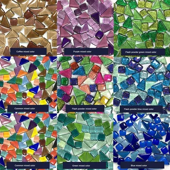 500pcs Mišrios Spalvos Kvadratinių Stiklo Mozaikos Plytelės Gabalėliai Tessera už Mozaikos Padaryti 