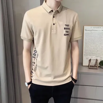 Vasaros nauji vyriški trumparankoviai atsitiktinis marškinėliai kvėpuojantis Vyrų Atvartas Polo Marškinėliai Patogus, Kvėpuojantis Sporto, Laisvalaikio T-shirt