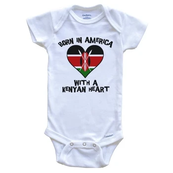 Gimęs Amerikoje Su Kenijos Širdies Kūdikis Bodysuit Kenija Vėliavos Prabanga Užsakymą Rompers