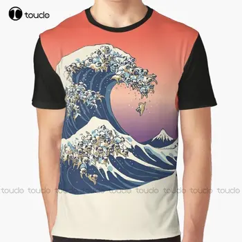 Didžiosios Bangos Pug Grafinis T-Shirt Užsakymą Aldult Paauglių Unisex Skaitmeninis Spausdinimas Tee Marškinėliai Užsakymą Dovana Xxs-5Xl Streetwear