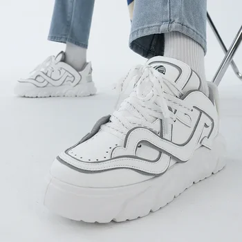 Stambusis Sneaker Vyrai Dizaineris Valdybos Batų Mados Atsitiktinis Vidurinį Odos Kvėpuojantis Aukštis Padidėjo Butas Platforma Batai Zapatos