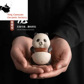 Purplue Smėlio Arbatos Pet Panda Mažų Papuošalų Kūrybos Arbatos Išdrožti Rankų Darbo Prieplaukos Arbatos Rinkinys, Padengti Keramikos Amatų Reikmenys, Papuošalai