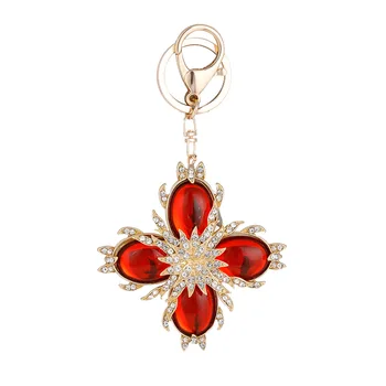2024 m. Palace Stilių Vintage Red Crystal Keychains Moterims, Krepšys, Piniginė Žavesio Pakabukas Automobilių Keyrings Kūrybos Key Chain Merginos, Raktų Žiedas