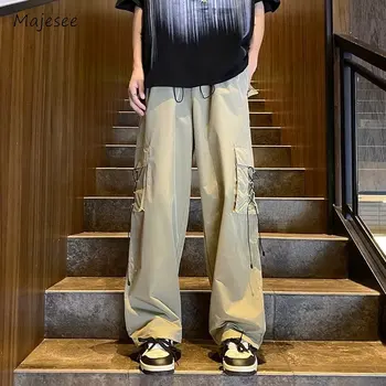 Krovinių Kelnės Vyrams, Atsitiktinis Baggy Kasdien Kišenėje Vasaros Streetwear Kvėpuojantis Raišteliu Japonų Stiliaus Vyrų Visas rungtynes, Mados Paprasta