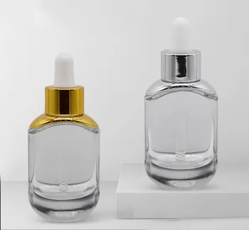 30ML skaidraus stiklo buteliukas sidabro/aukso užkratas esmė aliejaus serumas balinimo drėgmės tonerio skystas gelis odos priežiūros kosmetikos pakuotės
