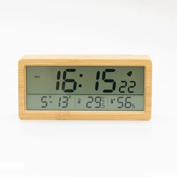 Naujos Medžio masyvo Laikrodis Supaprastintą Temperatūros ir Drėgmės 1906 Laikrodis Švyti Spintelė Laikrodis, Didelis Ekranas, Kūrybos Medienos Žadintuvas