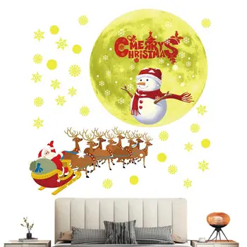 Kalėdų Langą Tvirtai Laikosi Linksmų Kalėdų Žėrintis Sienos Dekoracijos, Šviesos Automobilio Langą Snowmen Sienos Lipdukas Santa Claus Lipdukai