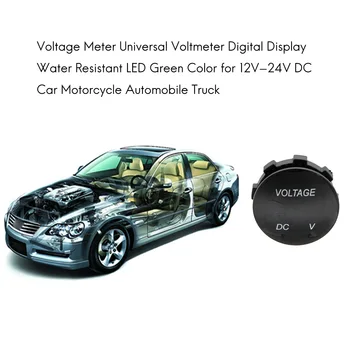 Įtampos Matuoklis Universalus Voltmeter Skaitmeninis Ekranas Atsparus Vandeniui LED Žalios Spalvos 12V-24V DC Automobilį, Motociklą Automobilių, Sunkvežimių