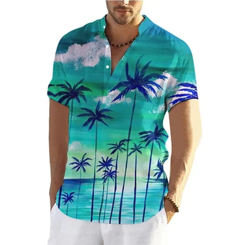 2023 Havajų Marškinėliai Vyrams 3D Kokoso Medžio Spausdinti trumpomis Rankovėmis Palaidinė Atsitiktinis Paplūdimio T-shirt Negabaritinių Topai Marškinėliai Vyrams, Drabužiai