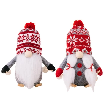 1 Gabalas Kalėdų Ornamentu Megzti Skrybėlę Pasivažinėjimas Rudolph Lėlės Beveidis Gnome Lėlės Kalėdinė Dekoracija Tiekia