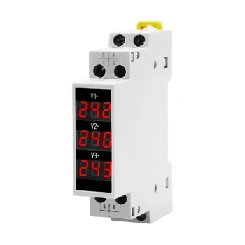AC80V-500V Trijų Fazių Mini Modulinis - Voltmeter Matuoklis Skaitmeninis Ekranas Detektorius-
