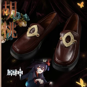 Karšto Žaidimas Genshin Poveikio Hu Tao Cosplay Universali Rudos Kovoti Batus, Unisex, Vaidmuo žaisti batai Helovinas Anime Karnavalas batai