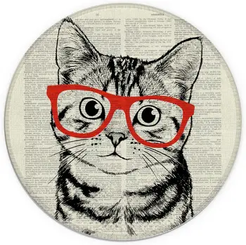 Funny Cat su Raudona Akinius, Žaidimų Pelės Padas neslidus Guminis Pelės Padas atsparus Vandeniui Pelės Kilimėlis Biuro Kompiuterio 7.9
