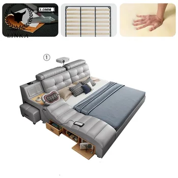 Tinkinti smart lovos rėmai masažas muzikos tatamio dizaino, su reguliuojama atrama galvai lovos rėmo